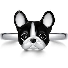 French Bulldog Ring for Women: Dog Themed Copper Ring Stylish Gift Idea Parents Lovers Love Animal Jewelry Gift
