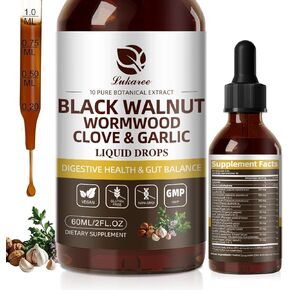 Black Walnut Wormwood Tincture – Rapid Gut Cleanse & Digestive Health with Oregano Garlic & Berberine, 10:1 Ultra-Concentrated Liposomal Delivery (98% Absorption), Alcohol-Free Gut-Friendly