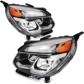 Headlight Assembly Fit for Chevrolet for Equinox with 2016-2017 Driver and Passenger Side Black Housing Amber Reflector Clear Lens Headlamp GM2502424
