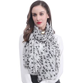 Bird Print Women's Scarf Shawl Wrap Lightweight