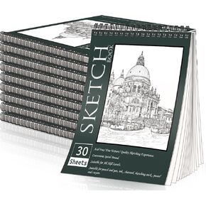 OSIMIG 10 Pack Sketch Books 8.5" x 11" Set, Top Spiral Bound Sketch Pad 300 Sheet(68lb/100gsm), Drawing Paper Pad, Sketchbooks for Kids, Artist, Adult Art Supplies