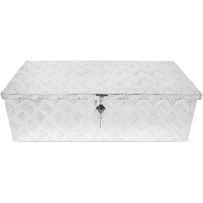 30 بوصة صندوق أدوات الشاحنة من الألومنيوم ، لوحة مقطورة مقطورة مقطورة الماس ATV ATV Truck Bed Bed أدوات مع القفل ومفاتيح 2 ، مستطيل ، فضية