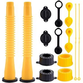 Universal Gas Can Spout Replacement, Flexible Fuel Tank Pour Nozzle with Coarse and Fine Thread Screw Caps Update for Most of Older Style Gas Cans Water Jugs Container 1 2 5 Gallon