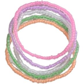 Luminous Boho Seed Bead Anklet Multilayer Rice Bead Anklet Grow in the Dark Beaded Ankle Bracelet Set for Women Men Holiday Jewelry