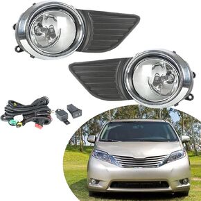 2-Pack Fog Lights Assembly with Bulb and Switch Wiring Kit Replacement for Sienna 2011-2015