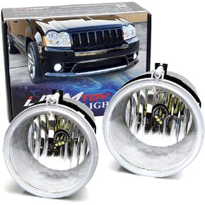 iJDMTOY OEM-Spec Clear Lens Fog Light Assemblies w/ 15-SMD Super Bright Xenon White H10 LED Bulbs Kit Compatible With Dodge Durango Dakota, Aspen 300C, Compass Grand Cherokee, Raider