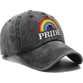 Pride Embroidered Baseball Cap LGBTQ+ Rainbow Hat Adjustable Dad Hats for Men & Women Gay Pride Accessory