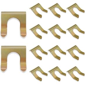 15 PCS Car Gear Line Handbrake Cable Oil Pipe Fixing Clip Kit, 28 mm x 27 mm x 1 mm U-shaped Metal Brake Line Retainer Replacement Hose Clamps, Replacement Parts, for Most Cars Trucks (Gold)