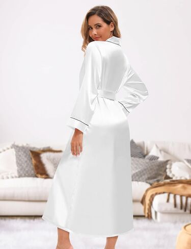 Satin Robe for Women Long Bride Robes for Bridal Party Full Length Lightweight Bathrobe Bridesmaid Robe with Pockets in Saudi Arabia