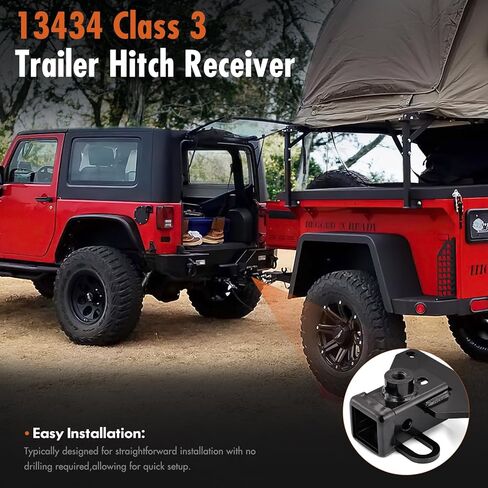 13034 Class 3 Trailer Hitch Receiver for exus gx460 2010-2024 ، 2 بوصة مستقبلات عقبة مع براغي أسود مقطورة مع معطف مسحوق اللمعان المضاد للداخ in Kuwait