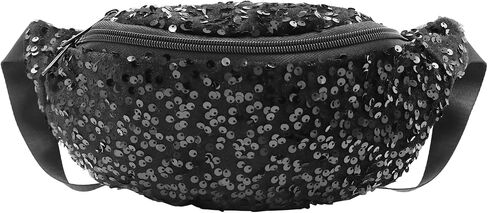 Women Girls Fanny Pack Fanny pack equins cercin crossbody belt balcs for Sports Daily ، Black a# in Saudi Arabia