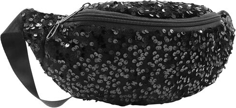 Women Girls Fanny Pack Fanny pack equins cercin crossbody belt balcs for Sports Daily ، Black a# in Saudi Arabia