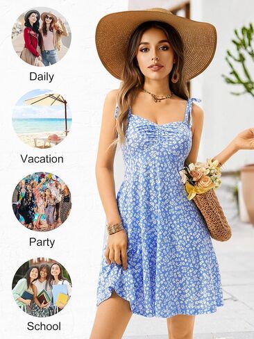Ourin Women's Spring Sweetheathlies خط العنق حزام صيف صيف Sundresses فستان مصغر مع جيوب in Kuwait