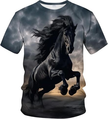 LAOLIUSN Men's Horse T-Shirt- Animal Theme, Realistic Graphic Tee Shirt in Saudi Arabia