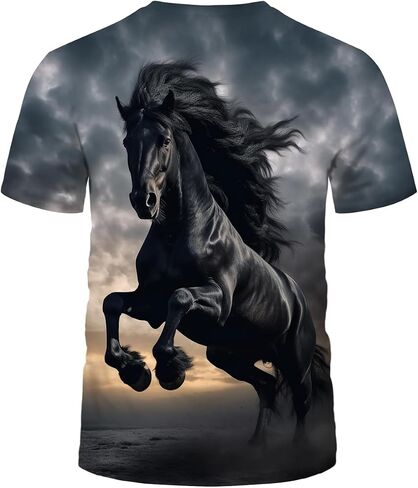 LAOLIUSN Men's Horse T-Shirt- Animal Theme, Realistic Graphic Tee Shirt in Saudi Arabia