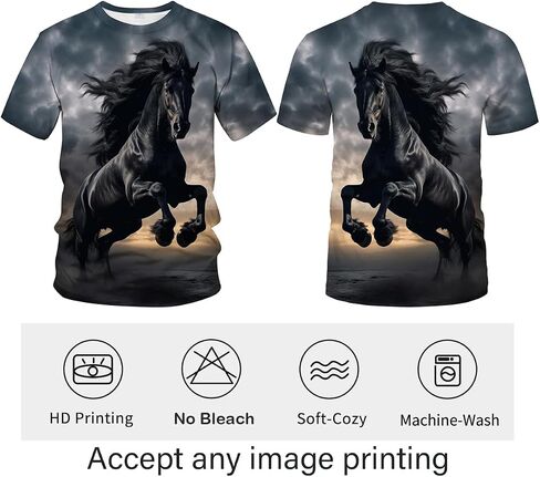 LAOLIUSN Men's Horse T-Shirt- Animal Theme, Realistic Graphic Tee Shirt in Saudi Arabia