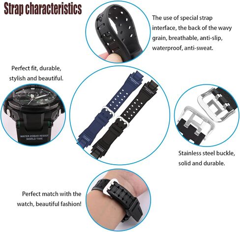 XIW Compatible for 16mm Casio 10493622 GA-1000 GA-1100 GW-A1000 GW-A1100 GW-4000 G-1400 GWA-1000 Resin Watch Band Replacement for women Wirstband Strap men wirst Bracelet in Kuwait