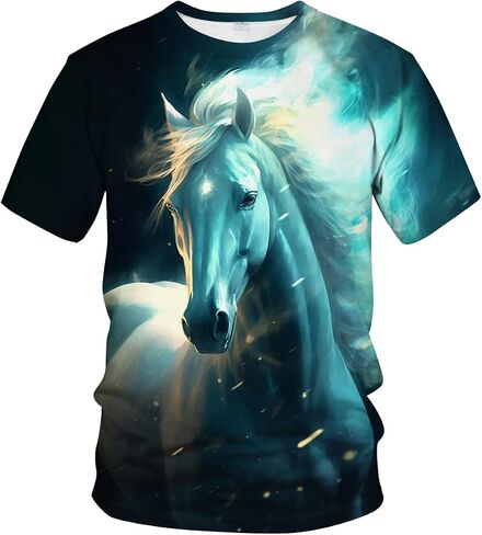 LAOLIUSN Men's Horse T-Shirt- Animal Theme, Realistic Graphic Tee Shirt in Saudi Arabia