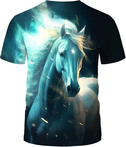 LAOLIUSN Men's Horse T-Shirt- Animal Theme, Realistic Graphic Tee Shirt in Saudi Arabia