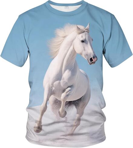 LAOLIUSN Men's Horse T-Shirt- Animal Theme, Realistic Graphic Tee Shirt in Saudi Arabia