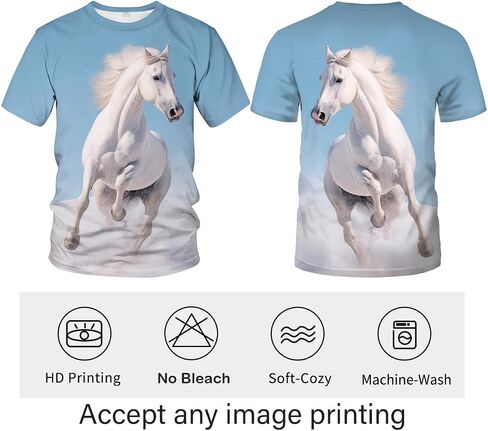 LAOLIUSN Men's Horse T-Shirt- Animal Theme, Realistic Graphic Tee Shirt in Saudi Arabia