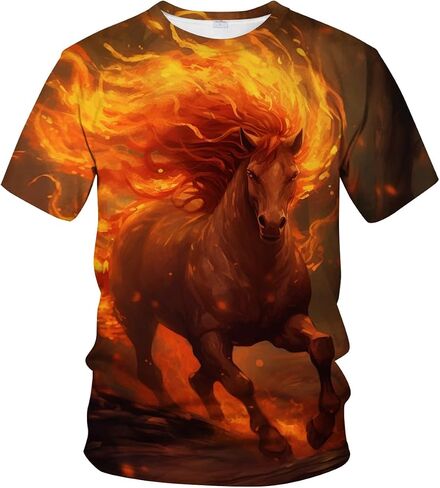 LAOLIUSN Men's Horse T-Shirt- Animal Theme, Realistic Graphic Tee Shirt in Saudi Arabia