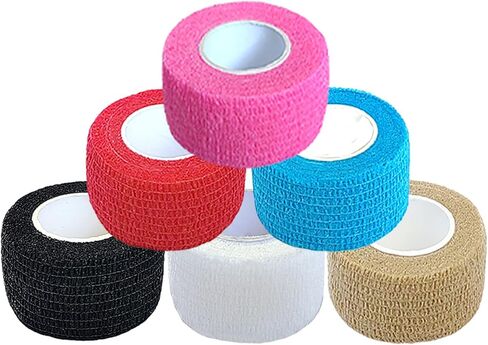 6 Pack 2 Inches Self Adhesive Bandage Wrap Vet Wrap for Pets, Stretch Self Adherent Tape Cohesive Wrap for Athletic, Sports, Wrist and Ankle(Bright Colors) in Saudi Arabia
