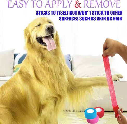 6 Pack 2 Inches Self Adhesive Bandage Wrap Vet Wrap for Pets, Stretch Self Adherent Tape Cohesive Wrap for Athletic, Sports, Wrist and Ankle(Bright Colors) in Saudi Arabia
