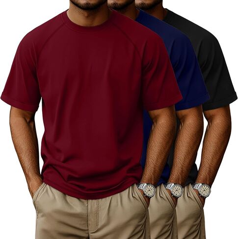 3 Pack Men's Big and Tall Cotton T-Shirts L-5XL Workout Raglan Short Sleeve Shirts Athletic Tops Casual Summer Tees in Saudi Arabia