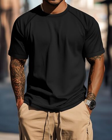 3 Pack Men's Big and Tall Cotton T-Shirts L-5XL Workout Raglan Short Sleeve Shirts Athletic Tops Casual Summer Tees in Saudi Arabia