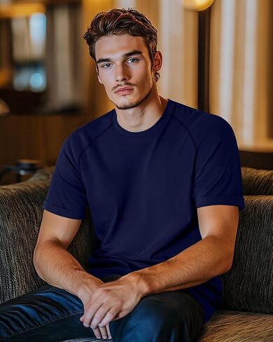 3 Pack Men's Big and Tall Cotton T-Shirts L-5XL Workout Raglan Short Sleeve Shirts Athletic Tops Casual Summer Tees in Saudi Arabia