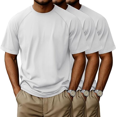 3 حزمة من القمصان القطنية الكبيرة والطويلة L-5XL تمرين Raglan القمصان القصيرة القمصان الرياضية TEES الصيف غير الرسمية in Saudi Arabia