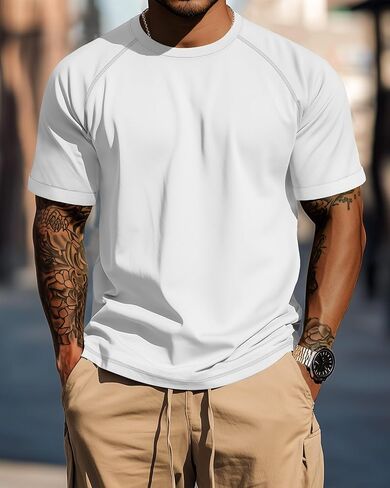 3 حزمة من القمصان القطنية الكبيرة والطويلة L-5XL تمرين Raglan القمصان القصيرة القمصان الرياضية TEES الصيف غير الرسمية in Saudi Arabia