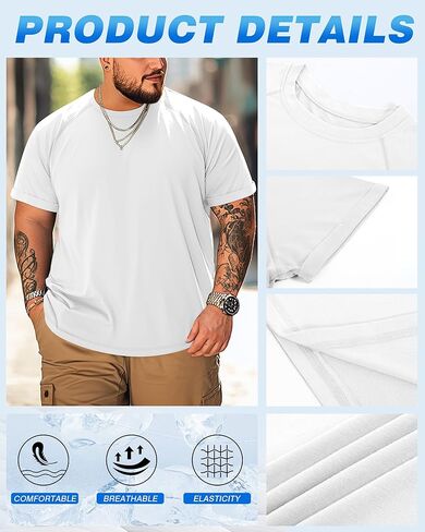 3 حزمة من القمصان القطنية الكبيرة والطويلة L-5XL تمرين Raglan القمصان القصيرة القمصان الرياضية TEES الصيف غير الرسمية in Saudi Arabia