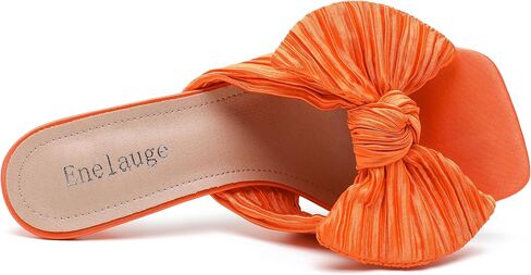 Women's Bow Knot Heeled Sandals Open Toe Low Kitten Heels Mules Sandals Slip On Pleated Wedding Bridal Party Dress Shoes in Saudi Arabia