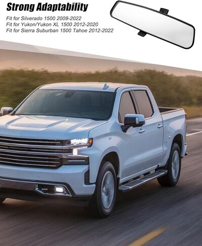 داخل مرآة الرؤية الخلفية ملائمة لفضة سيلفرادو 1500 2009-2022 Sierra Suburban 1500 Tahoe 2012-2022 Yukon 2012-2020 استبدل 13585948 ، مرآة View HD واسعة الزاوية HD ، أسود in Saudi Arabia