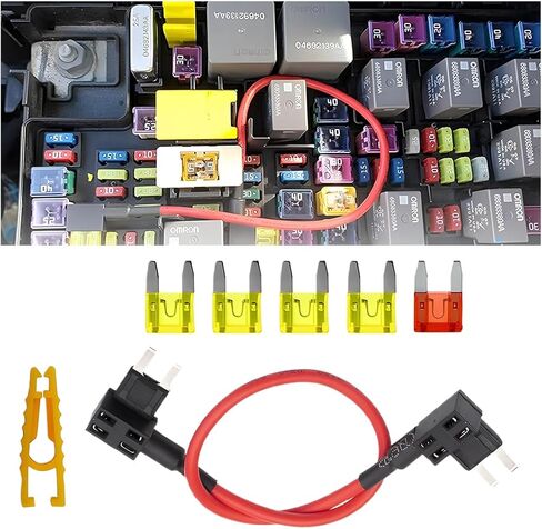 Car TIPM Bypass Cable, Repair Fuel Pump Relay Kit, Vehicle Fuel Pump Relay Wiring Set with 5Pcs Fuses Clip, Auto Fuse Holder Adapter Accessories Compatible with 1500 2500 3500 in Kuwait