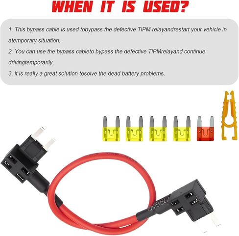 Car TIPM Bypass Cable, Repair Fuel Pump Relay Kit, Vehicle Fuel Pump Relay Wiring Set with 5Pcs Fuses Clip, Auto Fuse Holder Adapter Accessories Compatible with 1500 2500 3500 in Kuwait