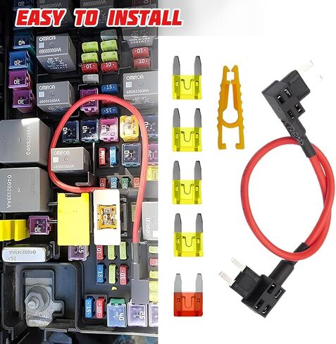 Car TIPM Bypass Cable, Repair Fuel Pump Relay Kit, Vehicle Fuel Pump Relay Wiring Set with 5Pcs Fuses Clip, Auto Fuse Holder Adapter Accessories Compatible with 1500 2500 3500 in Kuwait