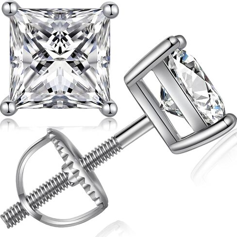 18K أبيض مطلي بالذهب محاكاة أقراط الماس للرجال للنساء مكعبات الزركونيا Querts arics 925 Sterling Silver Silver Back CZ Stud arrings 4mm-8mm للجنسين in Kuwait
