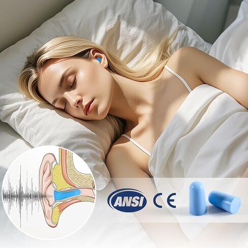 سدادات الأذن الرغوية 10pairs قابلة للتخلص من ضوضاء سدادات الأذن ، وحماية السمعات السخرية السائبة الأذن لمجموعة إطلاق النار ، والعمل ، والسفر ، والأزرق الحفل in Kuwait