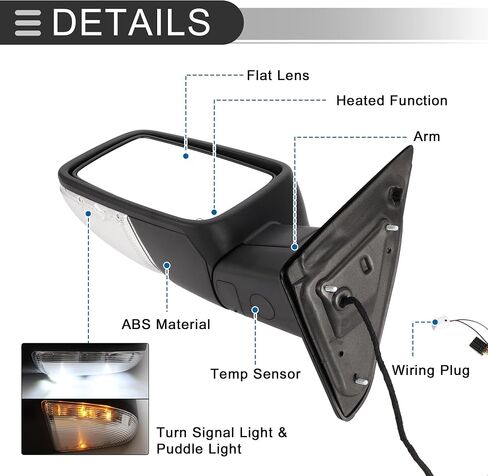 Motoforti Tow Mirrors, Chrome Plated Trailer Towing Side Mirrors, for Dodge for Ram 1500 2500 3500, Power Heated Glass Turn Signal Temperature Sensor Manual Folding, 68147863AS/68147863AQ in Saudi Arabia