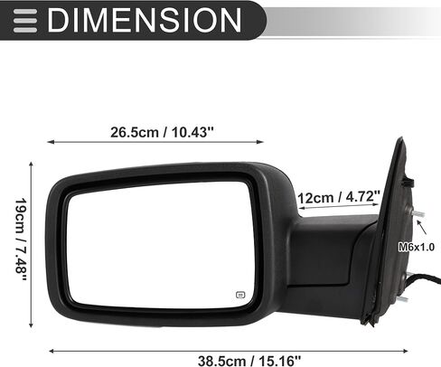 Motoforti Tow Mirrors, Chrome Plated Trailer Towing Side Mirrors, for Dodge for Ram 1500 2500 3500, Power Heated Glass Turn Signal Temperature Sensor Manual Folding, 68147863AS/68147863AQ in Saudi Arabia