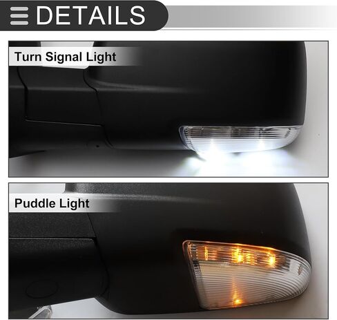 Motoforti Tow Mirrors, Chrome Plated Trailer Towing Side Mirrors, for Dodge for Ram 1500 2500 3500, Power Heated Glass Turn Signal Temperature Sensor Manual Folding, 68147863AS/68147863AQ in Saudi Arabia