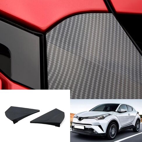 ملحقات السيارات تتناسب مع تويوتا C-HR CHR 2018-2023 جانبي نافذة المفسد تغطية الجناح تغطية الجناح (نمط ألياف الكربون) ABS 2 PCS in Kuwait