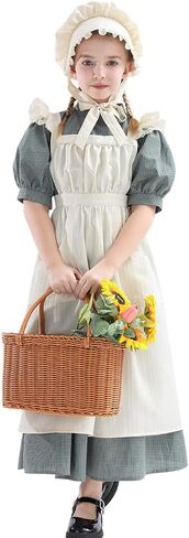 Nuoqi Pioneer Dresses for Girls 1800s Victorian Colonial Costume Prairie Dress in Saudi Arabia
