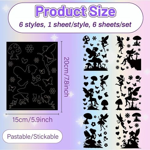 CREATCABIN 6 Sheets Christmas Fairy Mason Jar Decor Jar Sticker PVC Cutout Silhouettes Making Camping Decoration Scrapbook Ornaments Adhesive Waterproof for Glass Jar Lamp Diary Black 7.8x5.9 Inch in Saudi Arabia