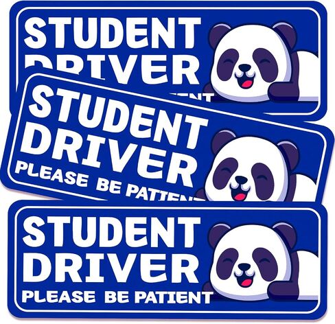 Student Driver Please Be Patient Car Magnet, Blue Panda Series Cute Picture, Patient with Reflective Magnetic Bumper Sticker Set Detachable, Novice Safety Signs.Set of 3 in Kuwait
