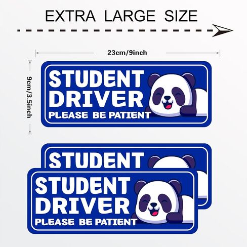 Student Driver Please Be Patient Car Magnet, Blue Panda Series Cute Picture, Patient with Reflective Magnetic Bumper Sticker Set Detachable, Novice Safety Signs.Set of 3 in Kuwait