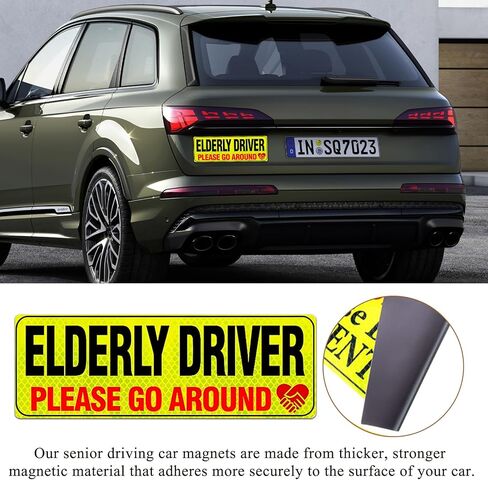 4pcs كبار السائقين مغناطيس للسيارة ، سائق مسن عاكس ، يرجى الالتفاف حول ملصق المصد المغناطيسي ، وعلامة سلامة السائقين القابلة للإزالة من الطقس القابل للإزالة in Kuwait